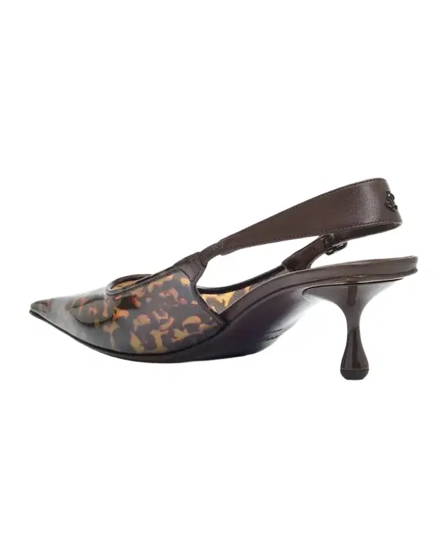 Jimmy Choo Amel 50mm Tortoiseshell TPU & Leather Slingback Pumps