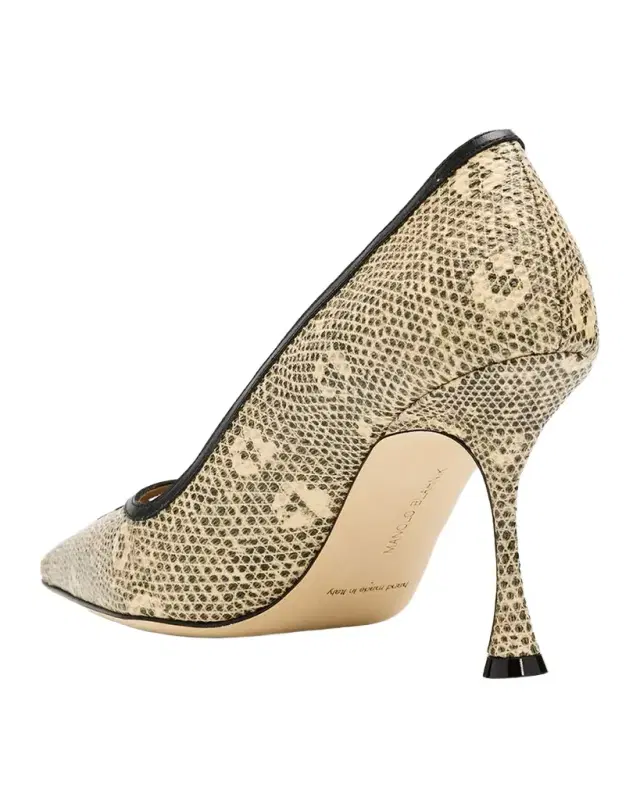 90mm Berry Snake-Embossed Leather Pumps