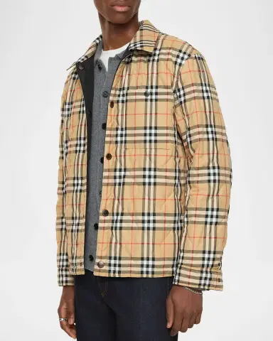 Burberry en's Brighton Quilted Check Cotton-Blend Reversible Shirt Jacket | Thumbnail 2 Burberry en's Brighton Quilted Check Cotton-Blend Reversible Shirt Jacket | Thumbnail 2