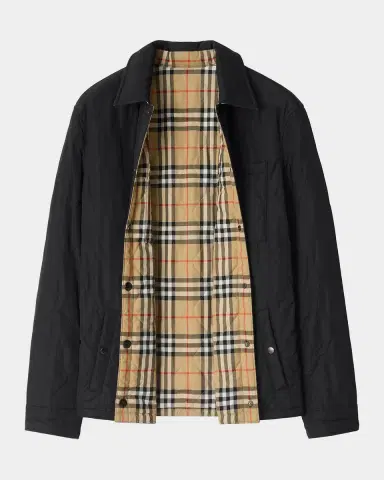 Burberry en's Brighton Quilted Check Cotton-Blend Reversible Shirt Jacket | Thumbnail 4 Burberry en's Brighton Quilted Check Cotton-Blend Reversible Shirt Jacket | Thumbnail 4