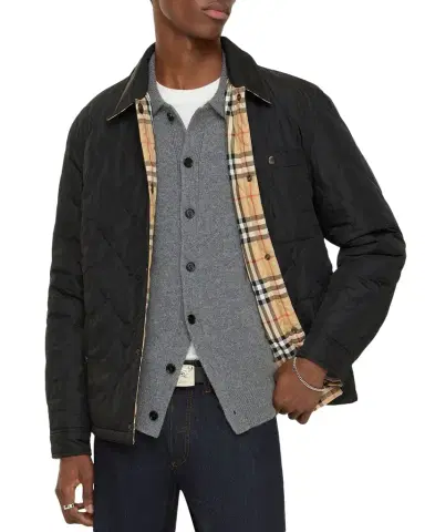 Burberry en's Brighton Quilted Check Cotton-Blend Reversible Shirt Jacket | Thumbnail 1 Burberry en's Brighton Quilted Check Cotton-Blend Reversible Shirt Jacket | Thumbnail 1