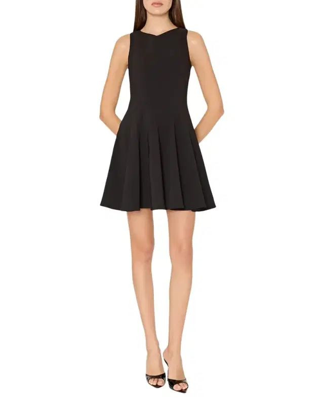 Sleeveless Stretch Cady Fit-&-Flare Mini Dress