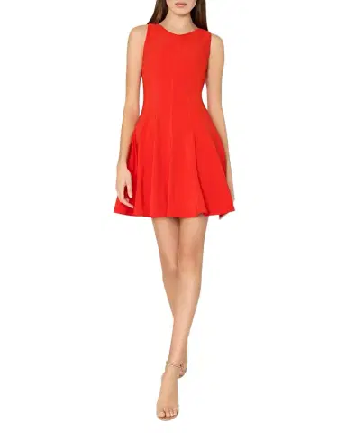 Milly Sleeveless Stretch Cady Fit-&-Flare Mini Dress | Thumbnail 1