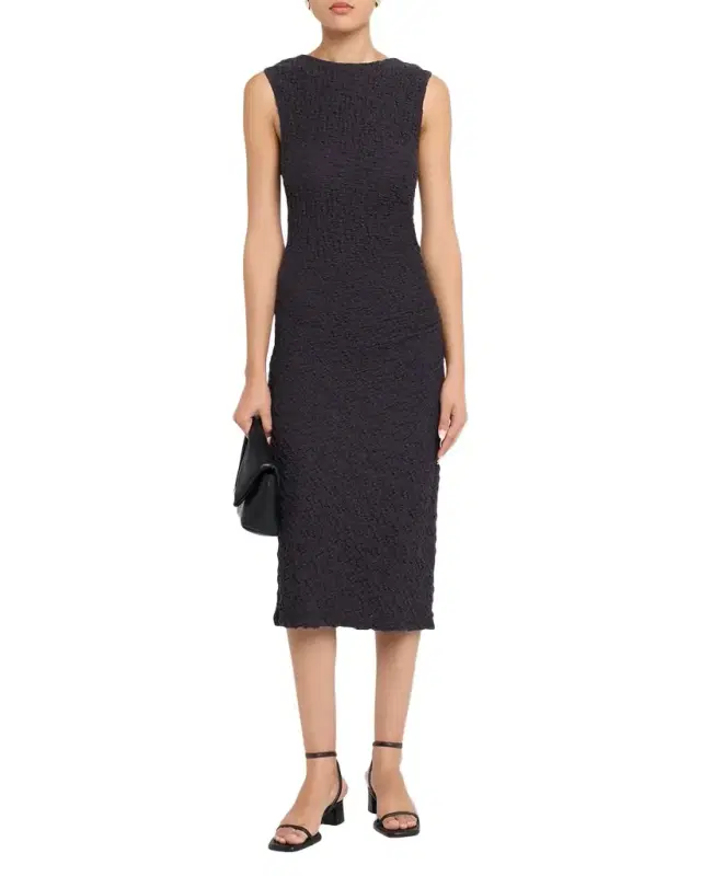 Vince Sleeveless Gathered-Waist Dress