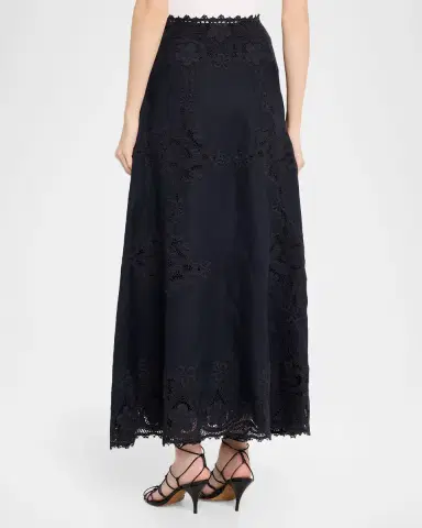 Ulla Johnson Fleur Embroidered Linen-Blend Midi Skirt | Thumbnail 2