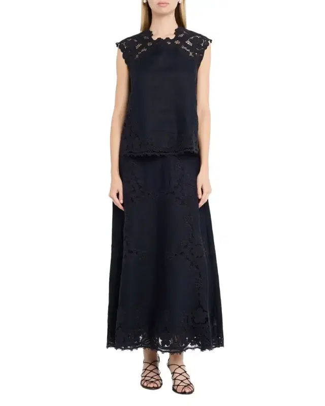 Ulla Johnson Fleur Embroidered Linen-Blend Midi Skirt