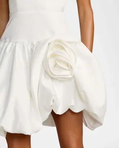 Mac Duggal Rosette Satin Bubble-Hem Mini Dress | Thumbnail 4