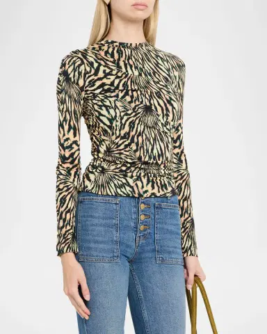Ulla Johnson Paradis Ruched Long-Sleeve Top | Thumbnail 3