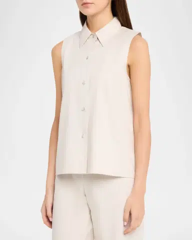 Vince Sleeveless Buttoned Poplin Top | Thumbnail 3 Vince Sleeveless Buttoned Poplin Top | Thumbnail 3