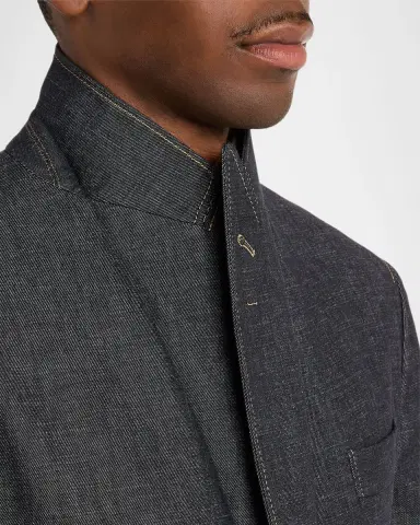 Brunello Cucinelli Men's Denim Single-Breasted Sport Coat | Thumbnail 5