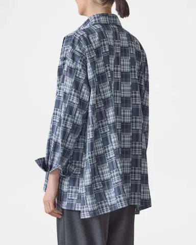 Eskandar A-Line Patchwork Plaid Cotton Shirt | Thumbnail 2 Eskandar A-Line Patchwork Plaid Cotton Shirt | Thumbnail 2