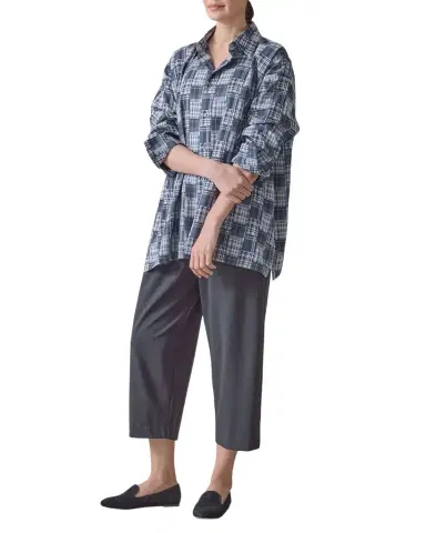 Eskandar A-Line Patchwork Plaid Cotton Shirt | Thumbnail 1 Eskandar A-Line Patchwork Plaid Cotton Shirt | Thumbnail 1