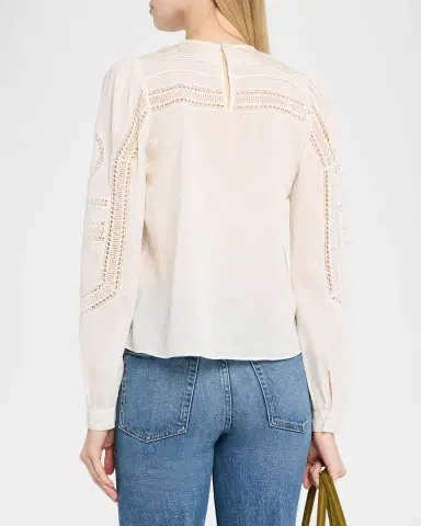 Ulla Johnson Marlowe Embroidered Long-Sleeve Blouse | Thumbnail 2 Ulla Johnson Marlowe Embroidered Long-Sleeve Blouse | Thumbnail 2