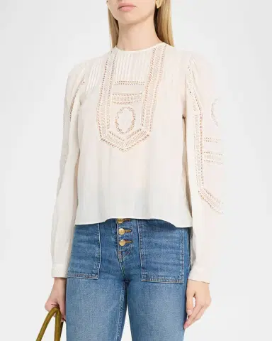 Ulla Johnson Marlowe Embroidered Long-Sleeve Blouse | Thumbnail 3 Ulla Johnson Marlowe Embroidered Long-Sleeve Blouse | Thumbnail 3