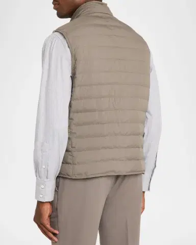 Brunello Cucinelli Men's Quilted Snap-Front Quilted Vest | Thumbnail 2 Brunello Cucinelli Men's Quilted Snap-Front Quilted Vest | Thumbnail 2