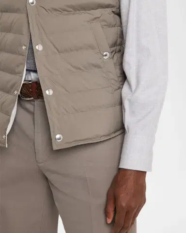 Brunello Cucinelli Men's Quilted Snap-Front Quilted Vest | Thumbnail 4 Brunello Cucinelli Men's Quilted Snap-Front Quilted Vest | Thumbnail 4