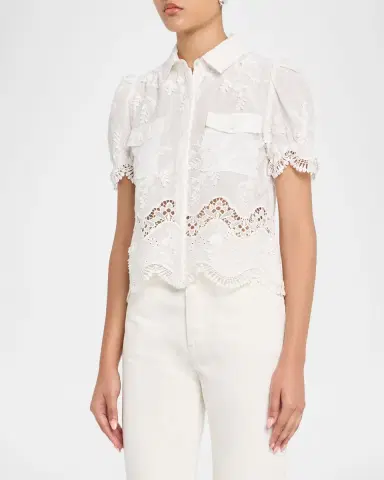Generation Love Mina 3D Floral Cotton-Voile Shirt | Thumbnail 3 Generation Love Mina 3D Floral Cotton-Voile Shirt | Thumbnail 3