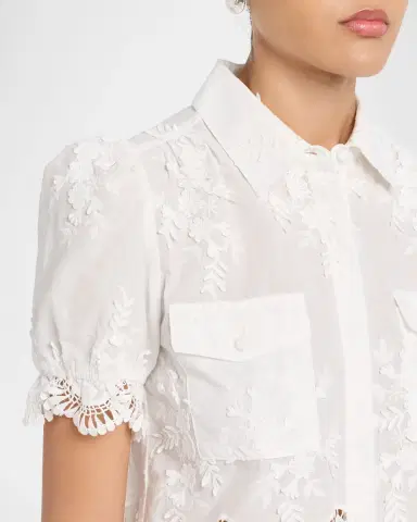 Generation Love Mina 3D Floral Cotton-Voile Shirt | Thumbnail 4 Generation Love Mina 3D Floral Cotton-Voile Shirt | Thumbnail 4