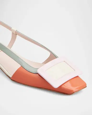 Roger Vivier Belle Vivier 25mm Colorblock Leather Slingback Ballerina Flats | Thumbnail 2