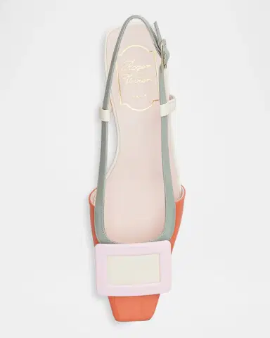 Roger Vivier Belle Vivier 25mm Colorblock Leather Slingback Ballerina Flats | Thumbnail 3