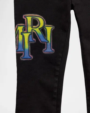 AMIRI Kid's Staggered Logo Skinny Denim Jeans, Size 4 | Thumbnail 2