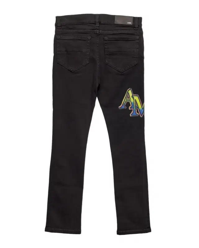 Kid's Staggered Logo Skinny Denim Jeans, Size 4