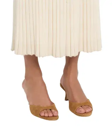 Staud 55mm Brigitte Suede Kitten-Heel Mules | Thumbnail 1