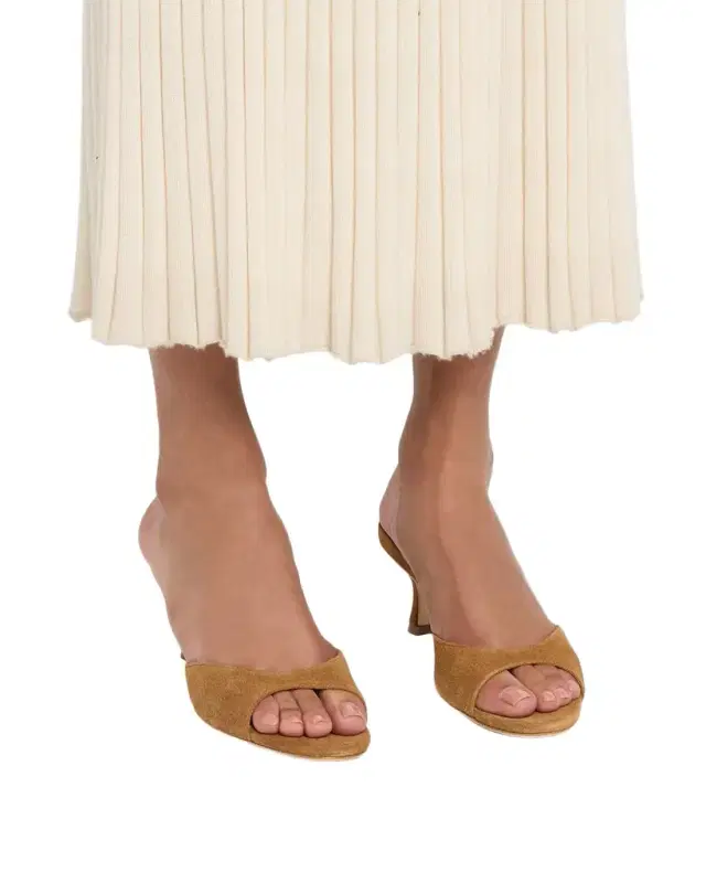 55mm Brigitte Suede Kitten-Heel Mules