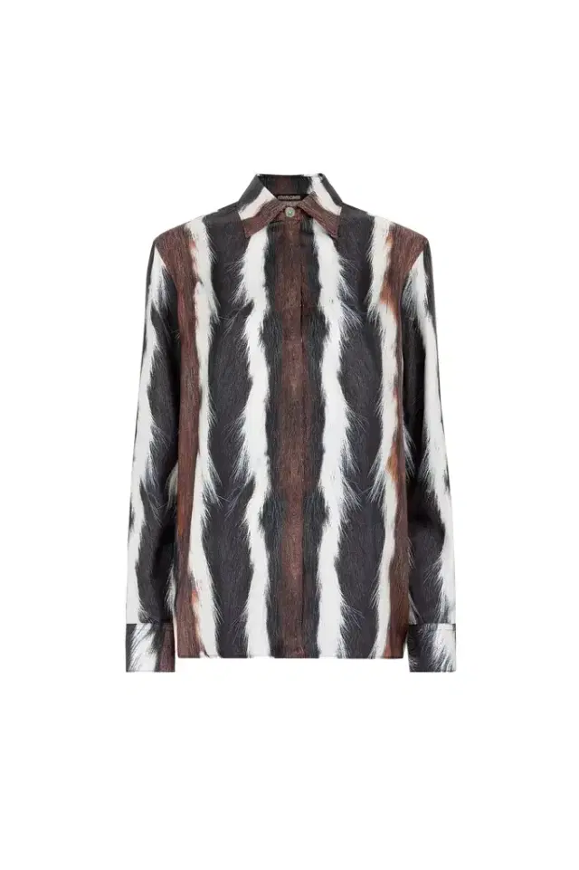 Roberto Cavalli Animal-Print Silk Shirt