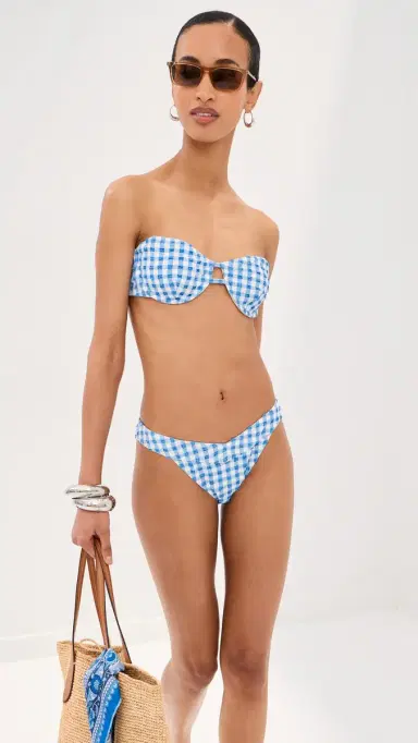 LE BOP ow V Rise Bikini Bottoms Gingham (Marina/) | Thumbnail 5