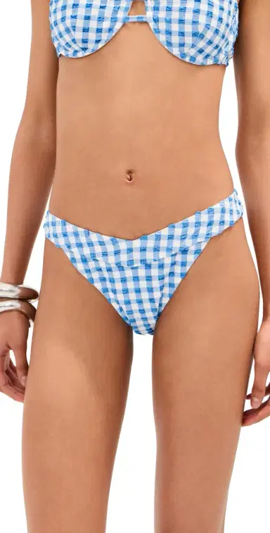 LE BOP ow V Rise Bikini Bottoms Gingham (Marina/) | Thumbnail 1