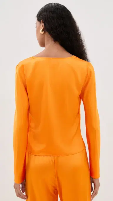 LESET Barb Single Button Long Sleeve Top Mandarine M | Thumbnail 3