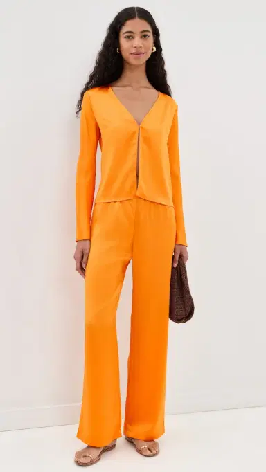 LESET Barb Single Button Long Sleeve Top Mandarine M | Thumbnail 5