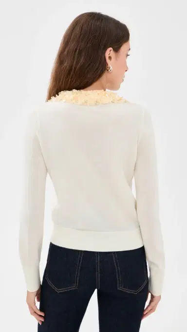 Ulla Johnson Anna Embellished Cardigan Pearled Ivory XL | Thumbnail 3