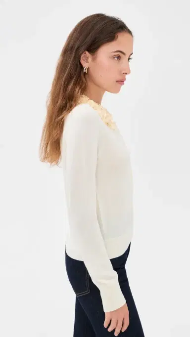 Ulla Johnson Anna Embellished Cardigan Pearled Ivory XL | Thumbnail 4
