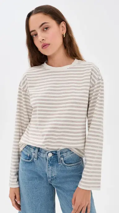 rag & bone Kelly Stripe Boxy Long Sleeve Tee Copper Multi M | Thumbnail 2 rag & bone Kelly Stripe Boxy Long Sleeve Tee Copper Multi M | Thumbnail 2