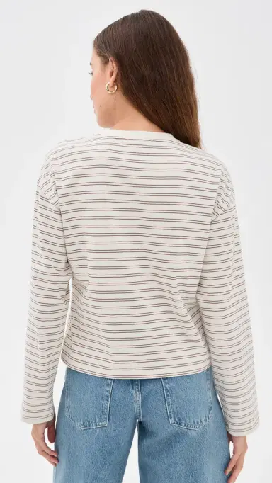 rag & bone Kelly Stripe Boxy Long Sleeve Tee Copper Multi M | Thumbnail 3 rag & bone Kelly Stripe Boxy Long Sleeve Tee Copper Multi M | Thumbnail 3