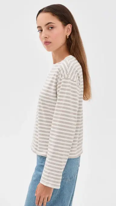 rag & bone Kelly Stripe Boxy Long Sleeve Tee Copper Multi M | Thumbnail 4 rag & bone Kelly Stripe Boxy Long Sleeve Tee Copper Multi M | Thumbnail 4