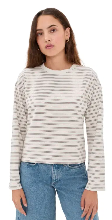 rag & bone Kelly Stripe Boxy Long Sleeve Tee Copper Multi M | Thumbnail 1 rag & bone Kelly Stripe Boxy Long Sleeve Tee Copper Multi M | Thumbnail 1
