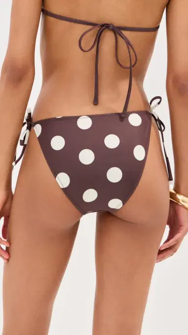 LE BOP ide Tie Bikini Bottoms Chocolate Polka Dot | Thumbnail 4