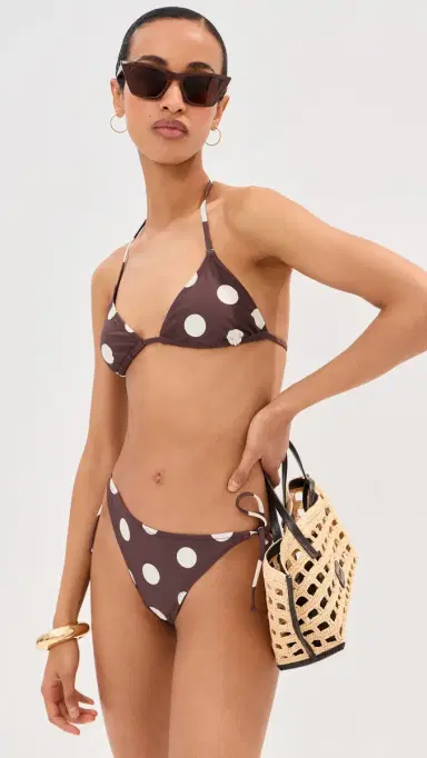 LE BOP ide Tie Bikini Bottoms Chocolate Polka Dot | Thumbnail 5