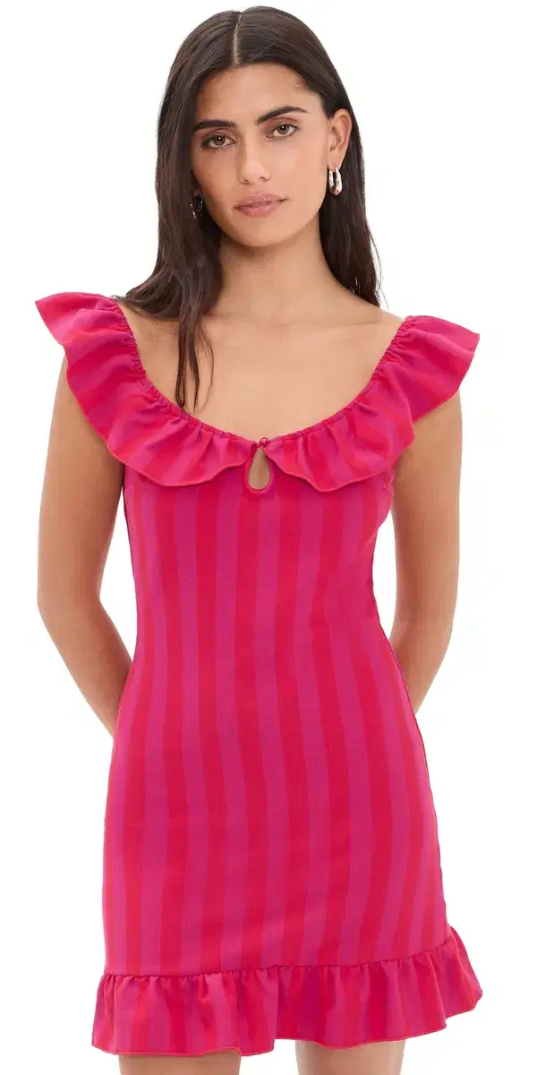 Eloise Mini Dress Raspberry tripe