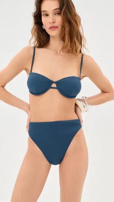 LE BOP Elise High Waisted Bikini Bottoms Dark Denim | Thumbnail 4