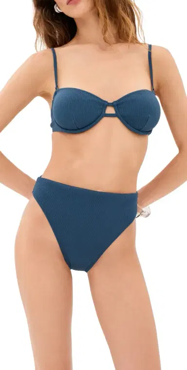 LE BOP Elise High Waisted Bikini Bottoms Dark Denim | Thumbnail 1