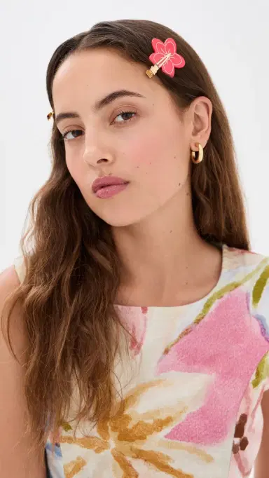 Emi Jay Hibiscus Beach Popstar Clips Hibiscus Peach One Size | Thumbnail 3