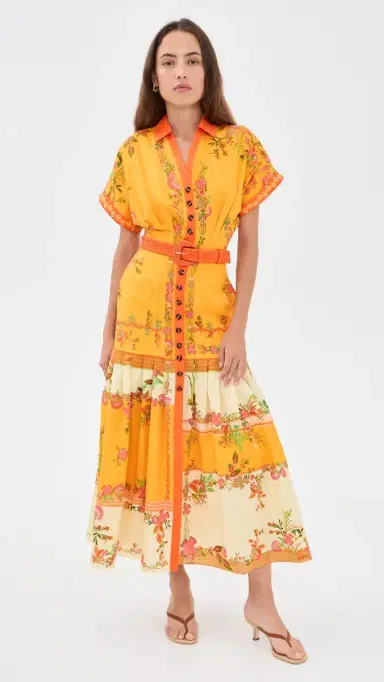 Saloni Riya Dress 46 Zinnia Sunset Plmt | Thumbnail 2 Saloni Riya Dress 46 Zinnia Sunset Plmt | Thumbnail 2