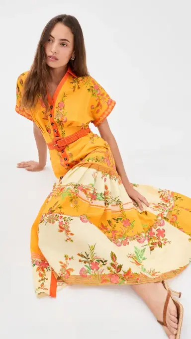 Saloni Riya Dress 46 Zinnia Sunset Plmt | Thumbnail 5 Saloni Riya Dress 46 Zinnia Sunset Plmt | Thumbnail 5