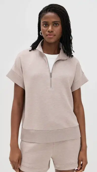 Varley Ritchie Short Sleeve Sweatshirt Taupe Marl | Thumbnail 2 Varley Ritchie Short Sleeve Sweatshirt Taupe Marl | Thumbnail 2