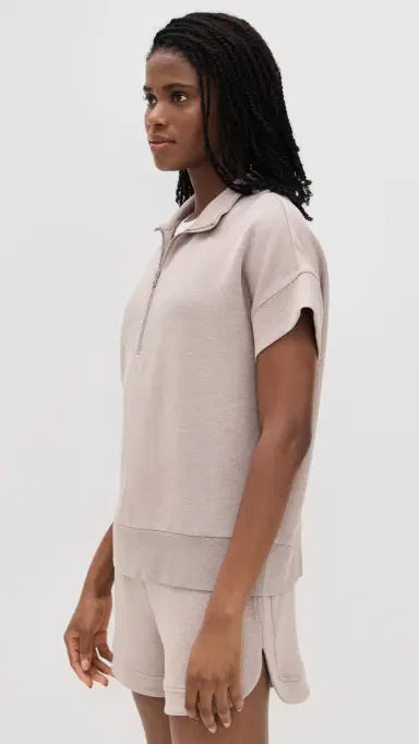 Varley Ritchie Short Sleeve Sweatshirt Taupe Marl | Thumbnail 4 Varley Ritchie Short Sleeve Sweatshirt Taupe Marl | Thumbnail 4