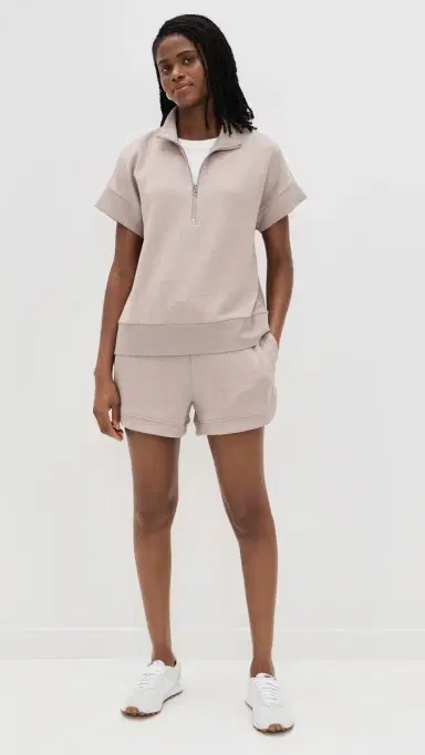 Varley Ritchie Short Sleeve Sweatshirt Taupe Marl | Thumbnail 5 Varley Ritchie Short Sleeve Sweatshirt Taupe Marl | Thumbnail 5